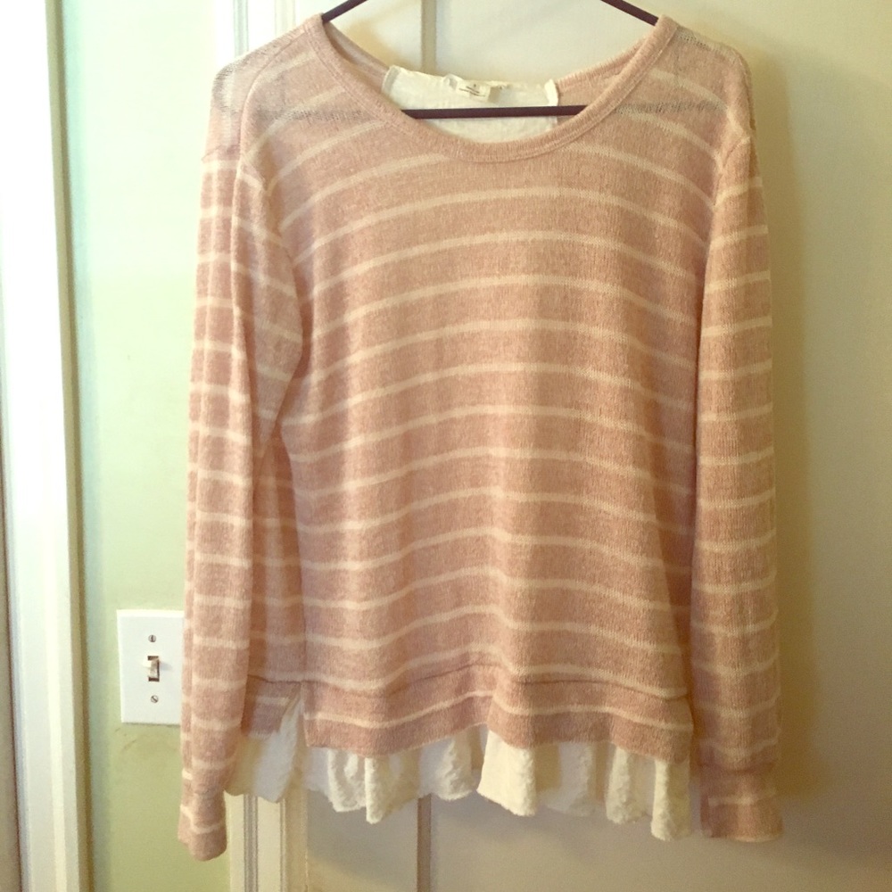 Anthropologie Clu + Willoughby Ruffle-Hem Sweater